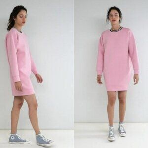 ASOS  Pink Scuba Cocoon Sweat Dress With Rib Trim Sz 4